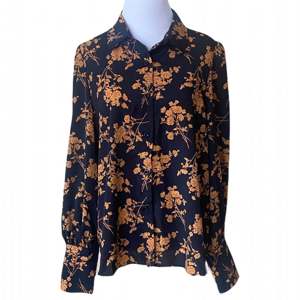 Black and Gold Floral Button Down Shirt